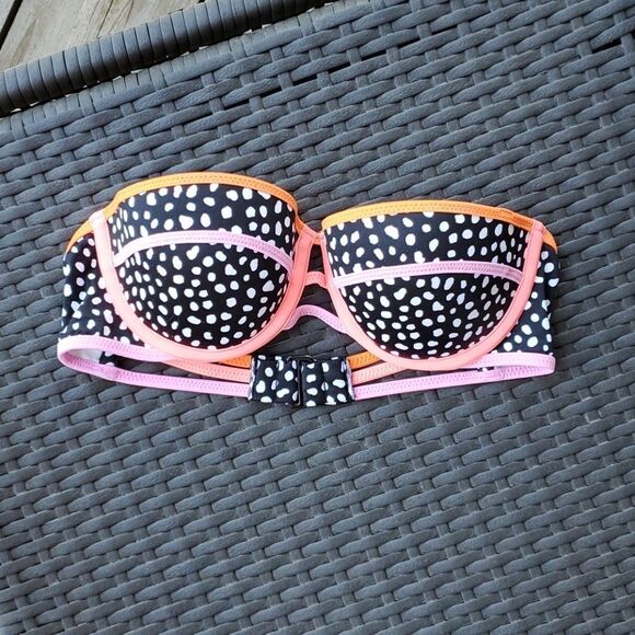 Victoria Secret Bikini Top 32B Black Pink - Picture 1 of 5
